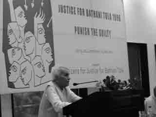 Justice Sachar addresing Convention for Bathani Tola