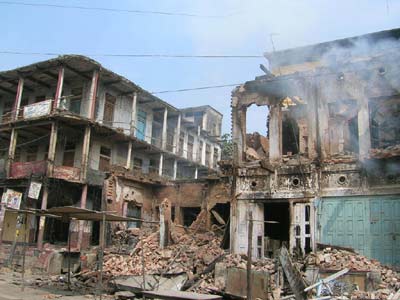 A scene of devastation in Mau